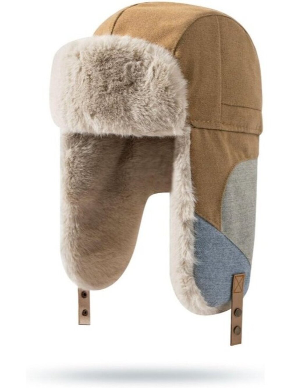 Men's Windproof Faux Fur Trapper Hat Ushanka Trooper Cap Adjustable Ear Flaps
